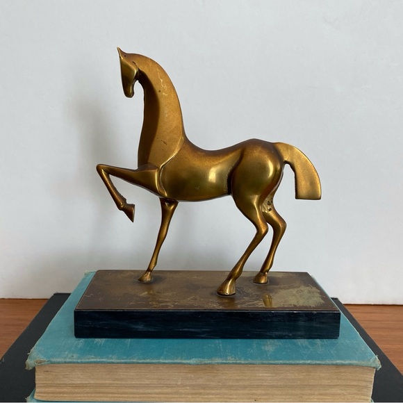 Vintage Etruscan Style Bronze Horse MCM Brass Horse Statue Equestrian Figurine - Picture 3 of 13